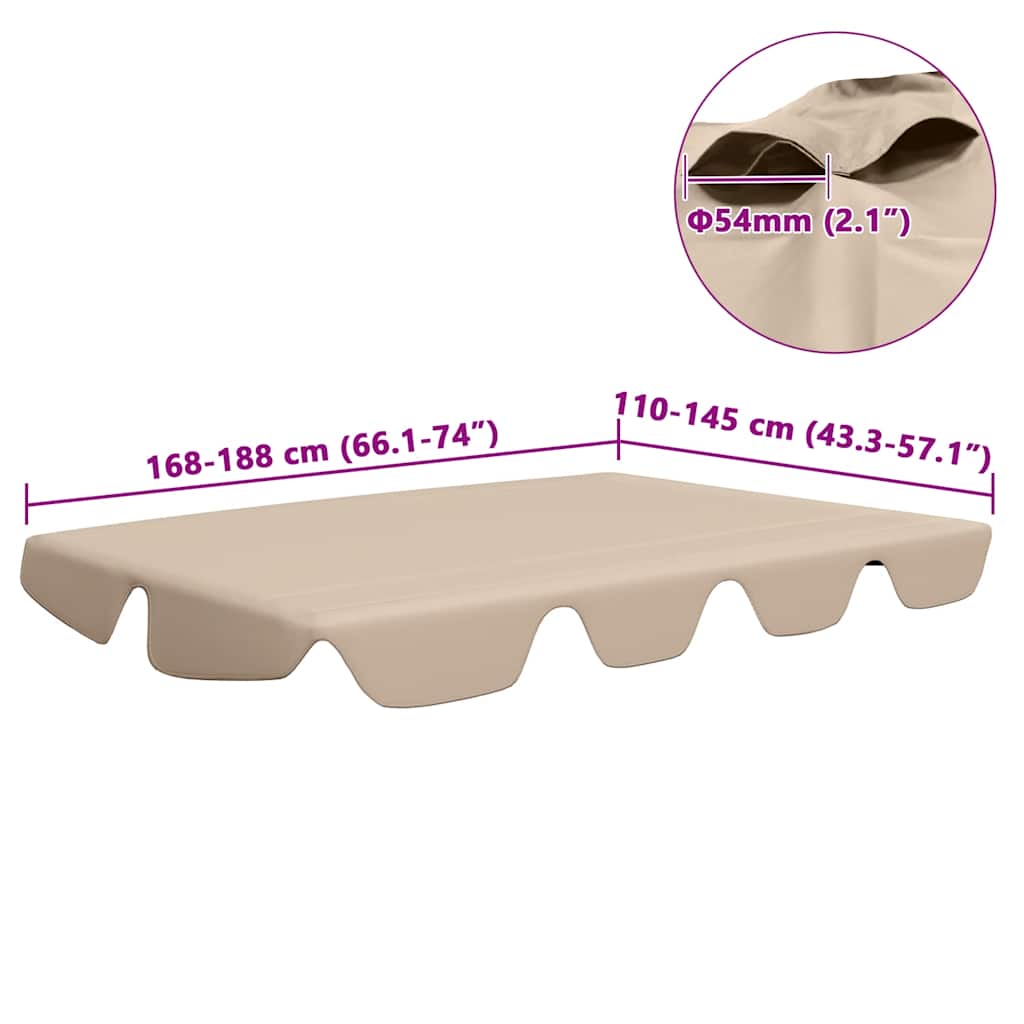 Replacement Canopy for Garden Swing Beige 188/168x145/110 cm