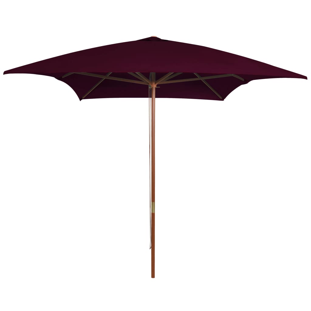 Garden Parasol with Wooden Pole Bordeaux Red 200x300 cm