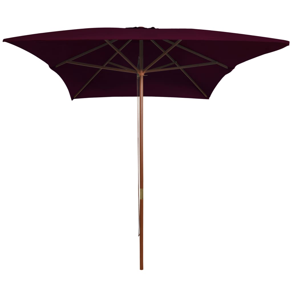 Garden Parasol with Wooden Pole Bordeaux Red 200x300 cm