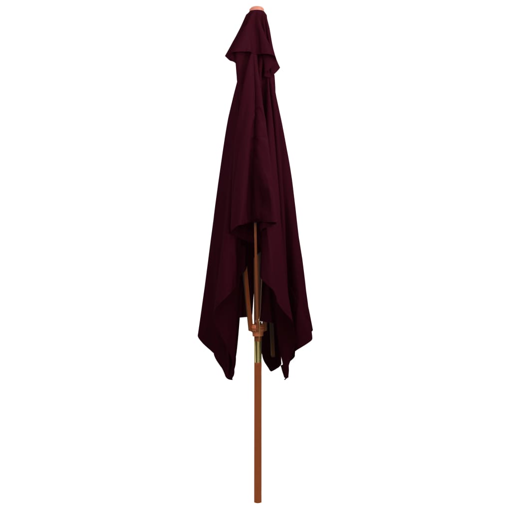 Garden Parasol with Wooden Pole Bordeaux Red 200x300 cm