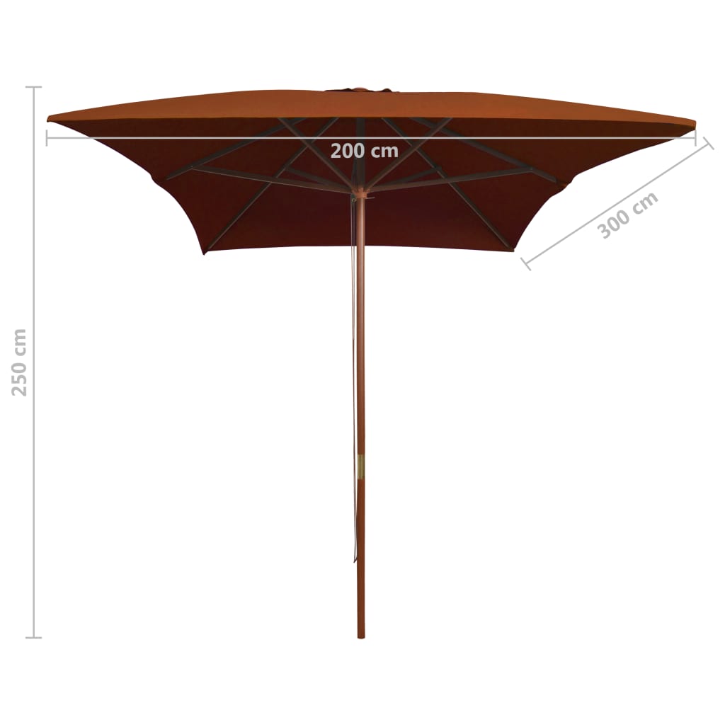 Garden Parasol with Wooden Pole Terracotta 200x300 cm