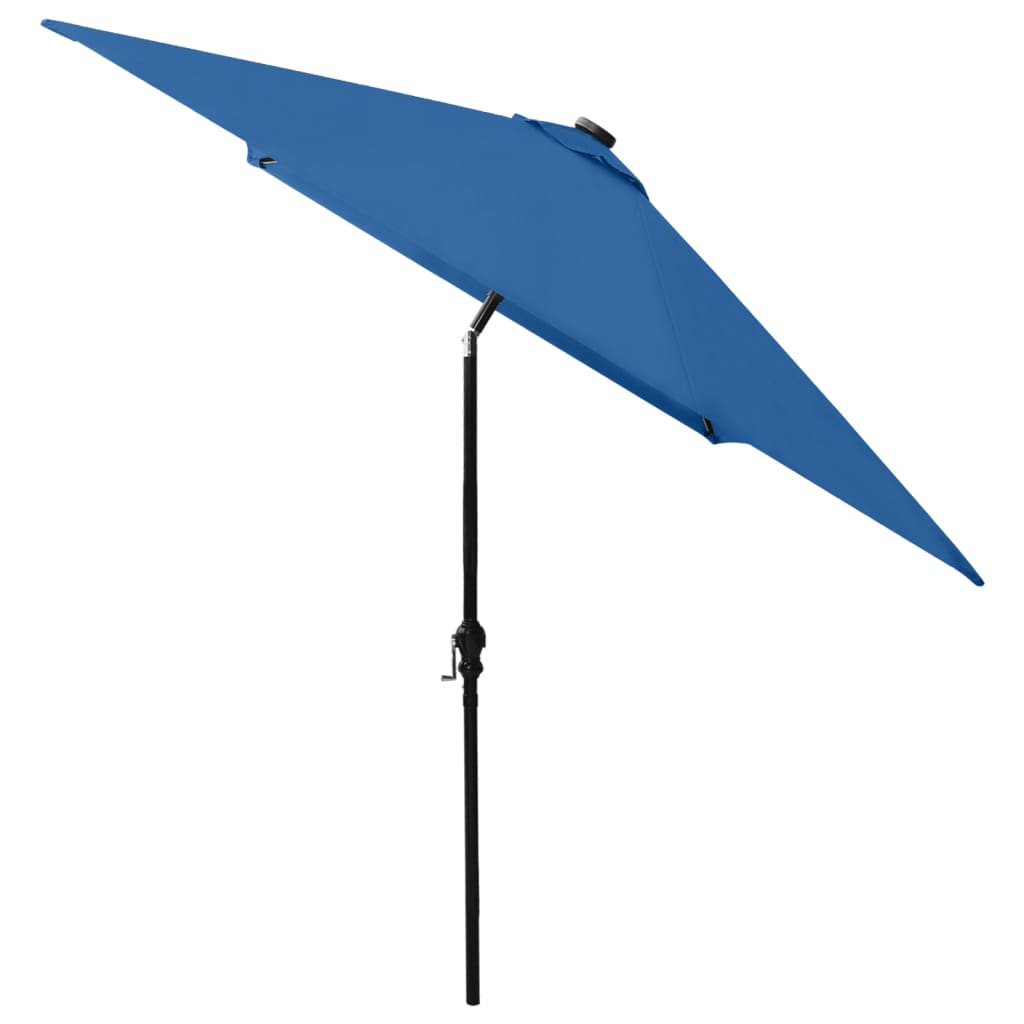 Garden Parasol with LEDs and Steel Pole Azure Blue 2x3 m