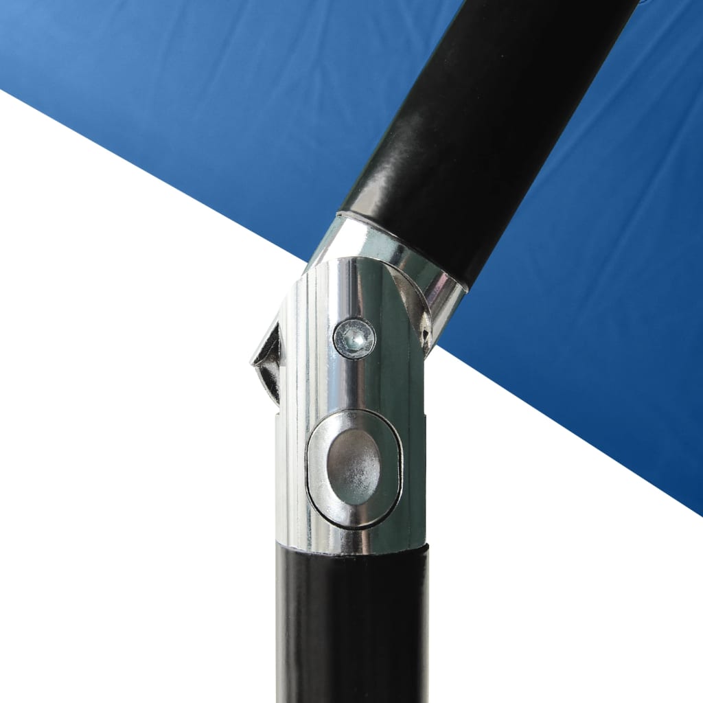 Garden Parasol with LEDs and Steel Pole Azure Blue 2x3 m