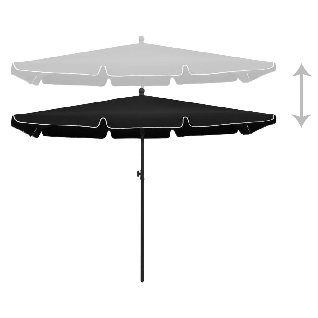 Garden Parasol with Pole 210x140 cm Black