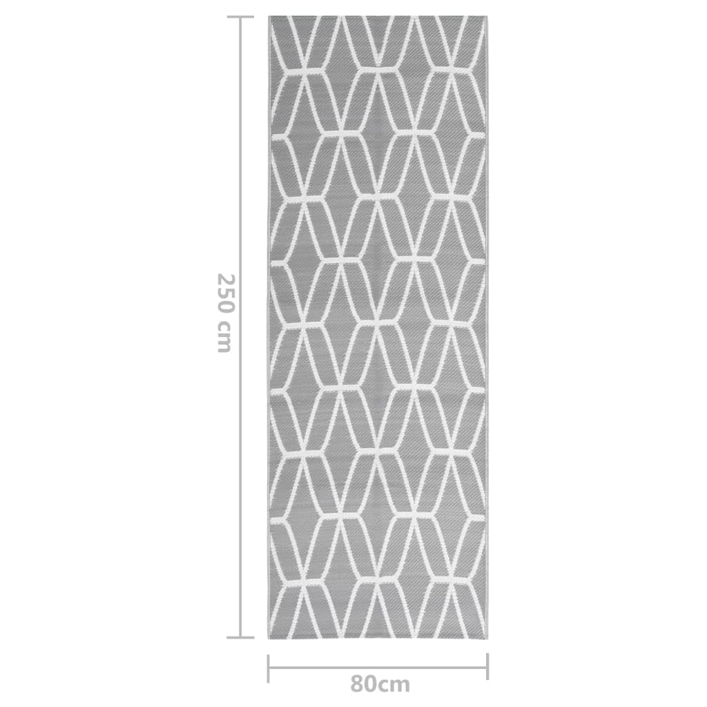 Outdoor Rug ARAKIL Grey 80x250 cm PP
