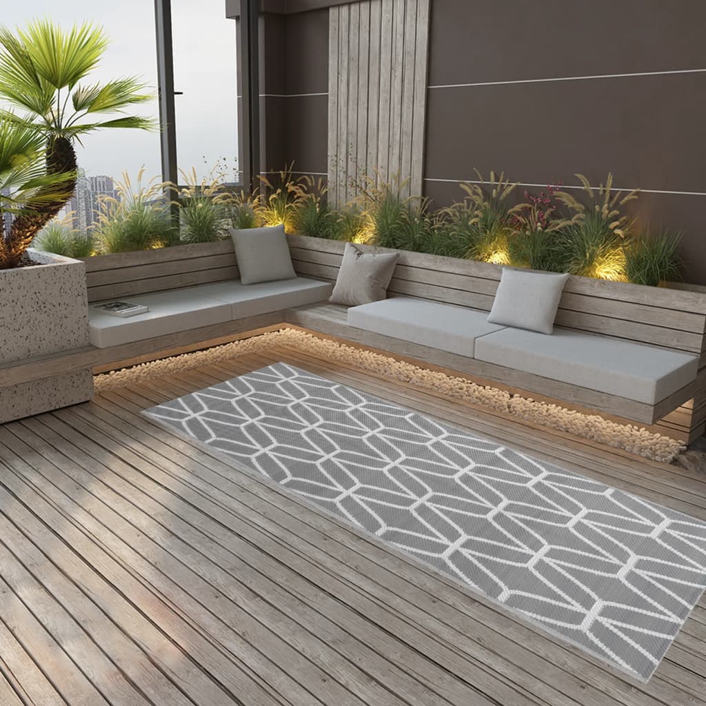 Outdoor Rug ARAKIL Grey 80x250 cm PP