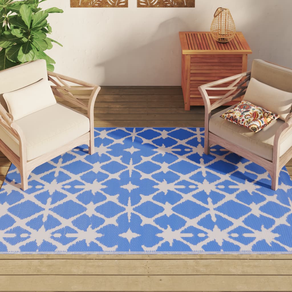 Outdoor Carpet ARAKIL Blue and White 140x200 cm PP