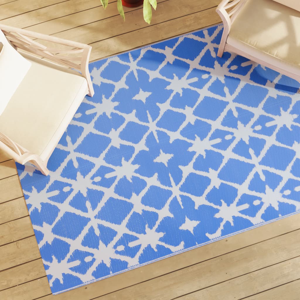 Outdoor Carpet ARAKIL Blue and White 140x200 cm PP