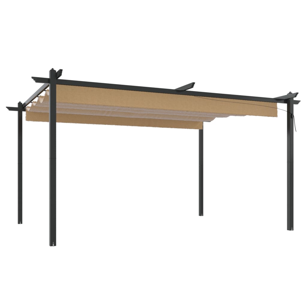 Garden Gazebo with Retractable Roof 4x3 m Taupe