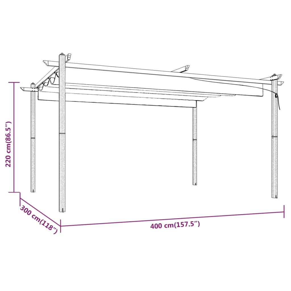 Garden Gazebo with Retractable Roof 4x3 m Taupe