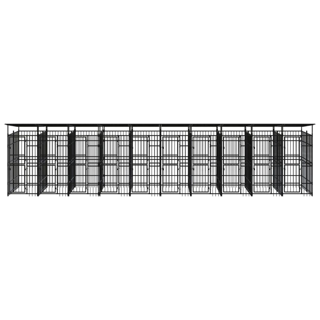 Outdoor Dog Kennel with Roof Steel 18.43 m²