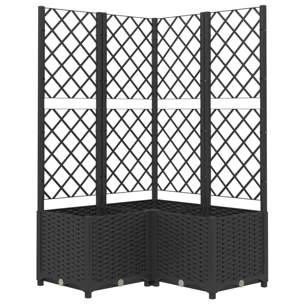Garden Planter with Trellis Black 80x80x136 cm PP
