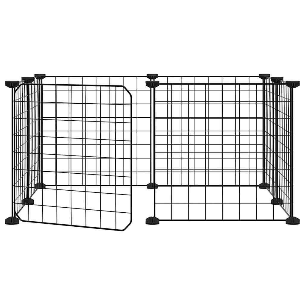 8-Panel Pet Cage with Door Black 35x35 cm Steel