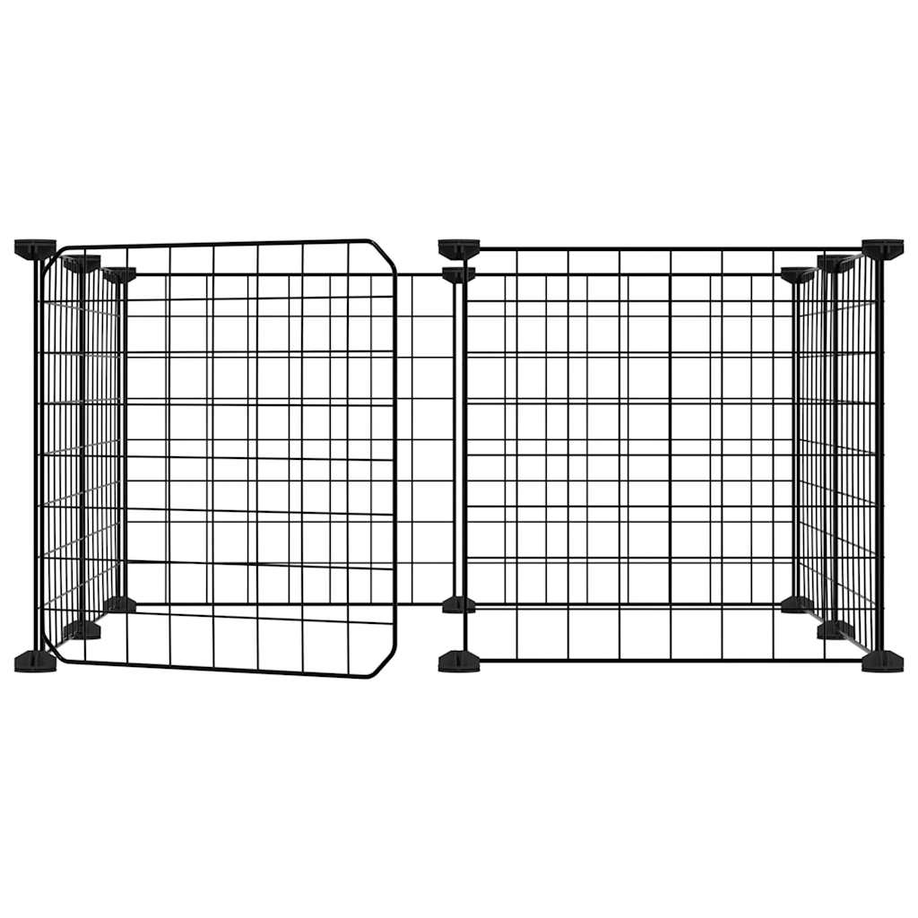 8-Panel Pet Cage with Door Black 35x35 cm Steel