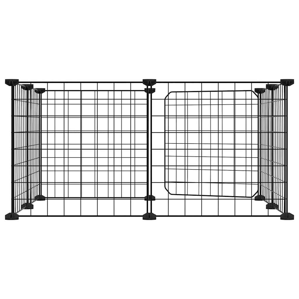 8-Panel Pet Cage with Door Black 35x35 cm Steel
