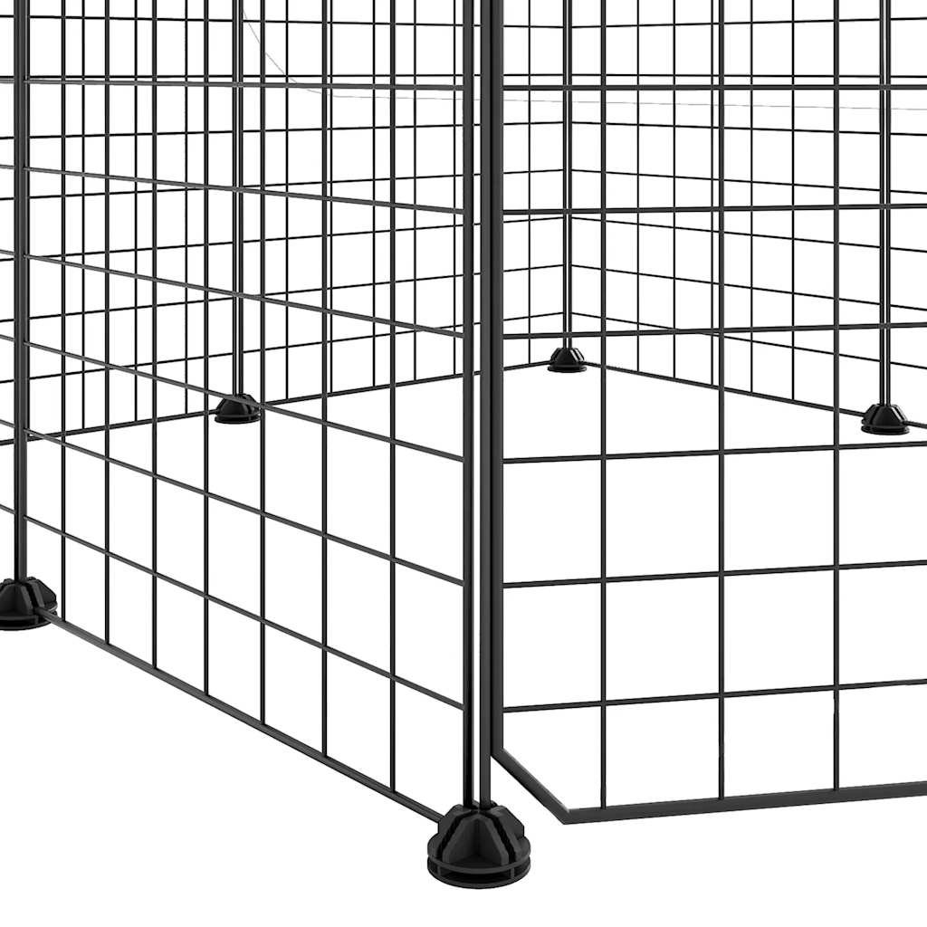 8-Panel Pet Cage with Door Black 35x35 cm Steel