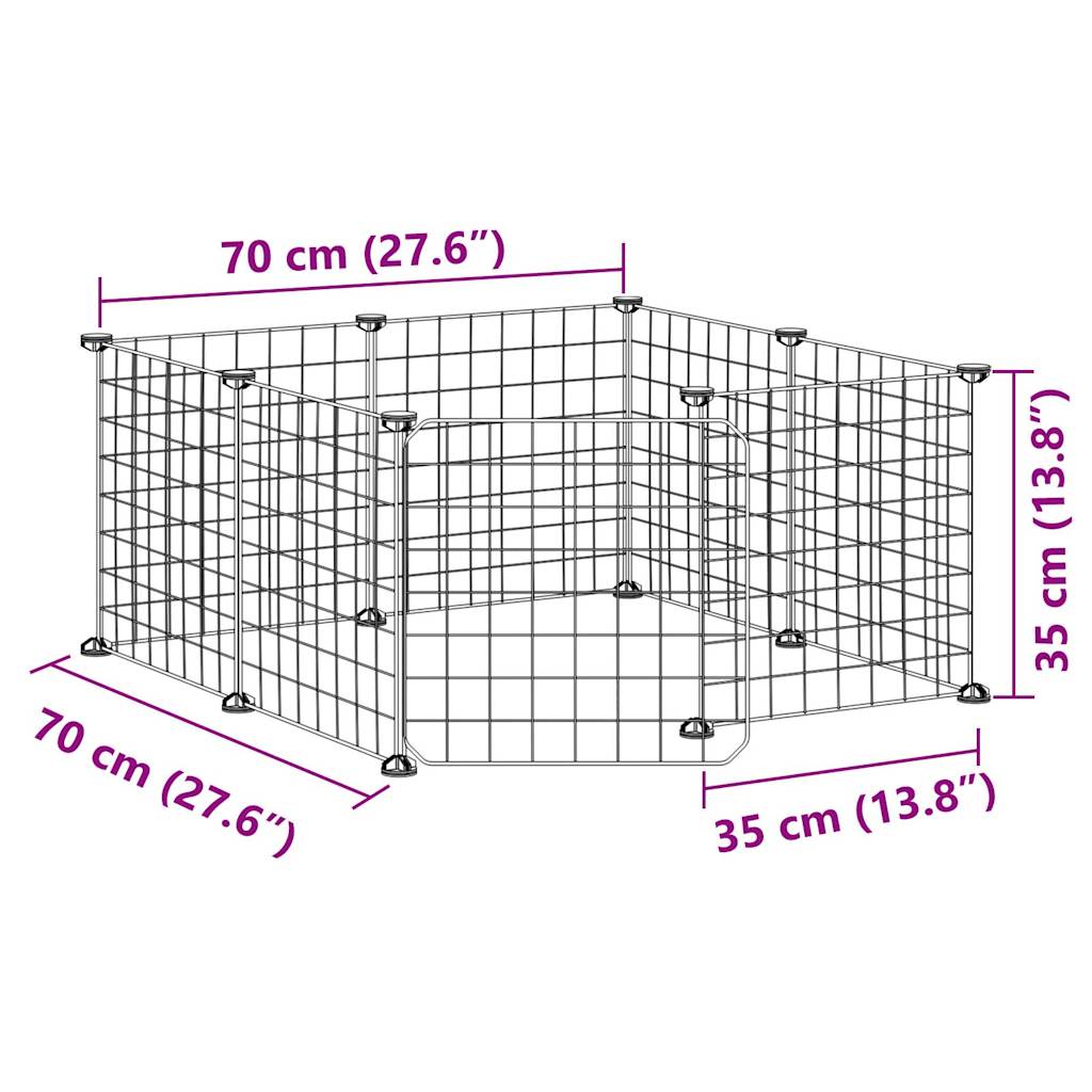 8-Panel Pet Cage with Door Black 35x35 cm Steel