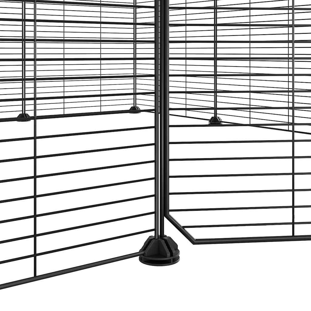 12-Panel Pet Cage with Door Black 35x35 cm Steel