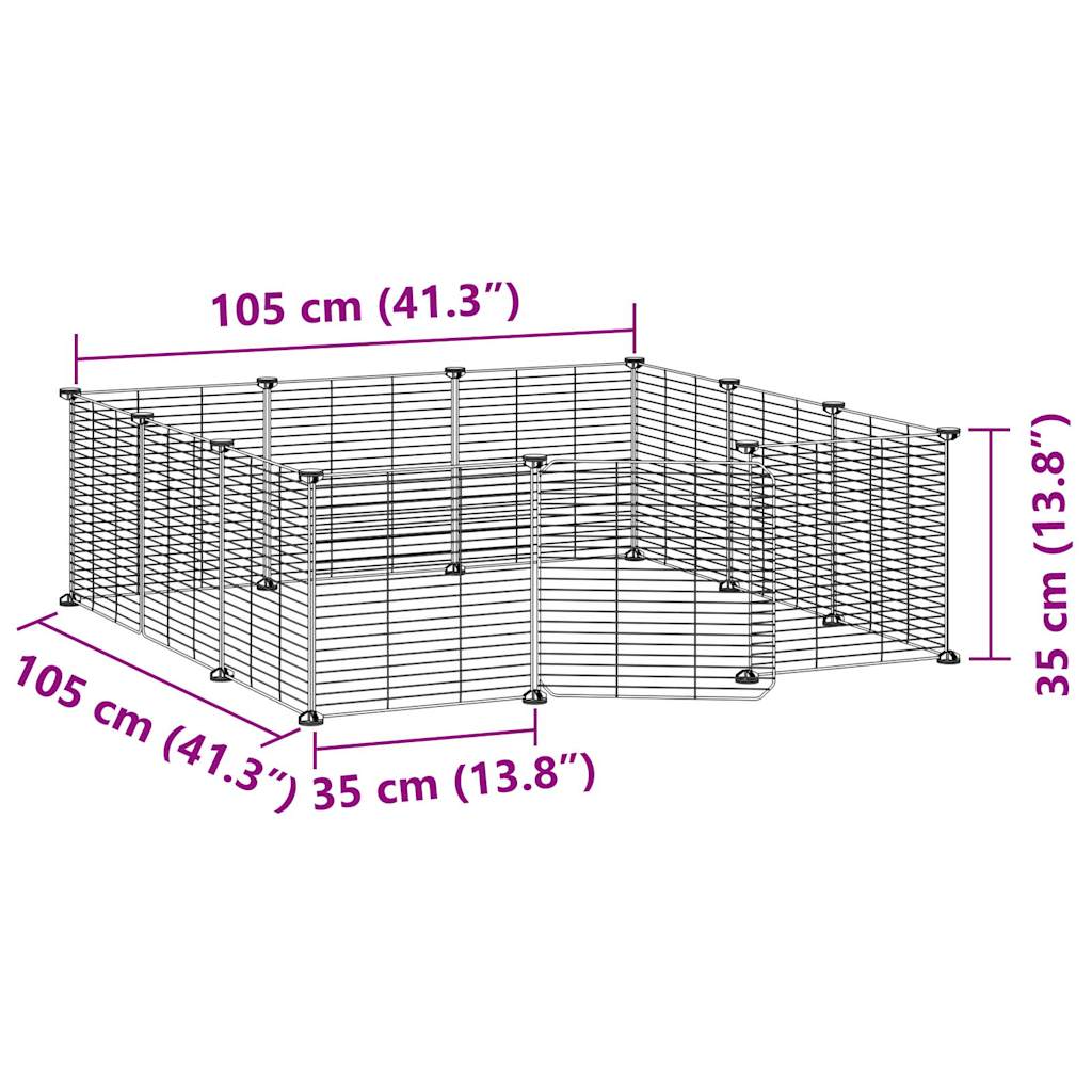 12-Panel Pet Cage with Door Black 35x35 cm Steel