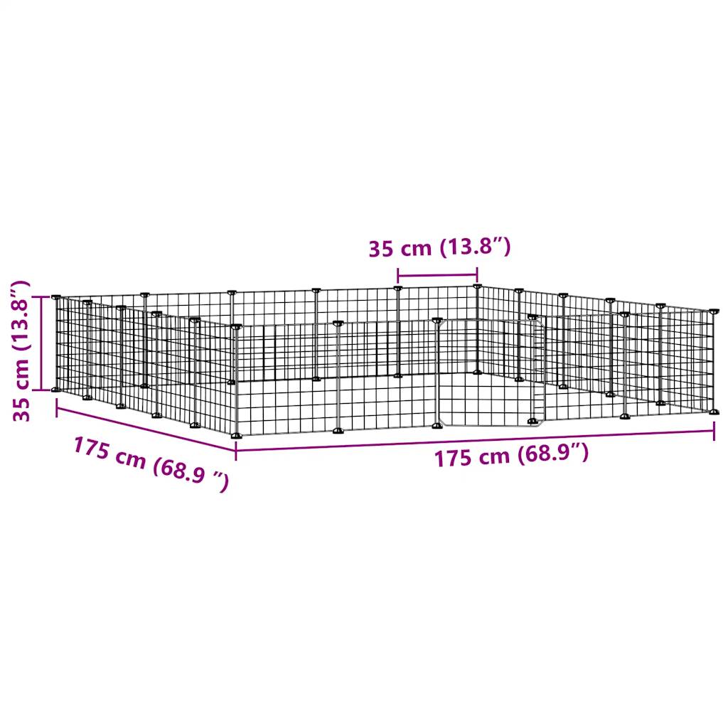 20-Panel Pet Cage with Door Black 35x35 cm Steel