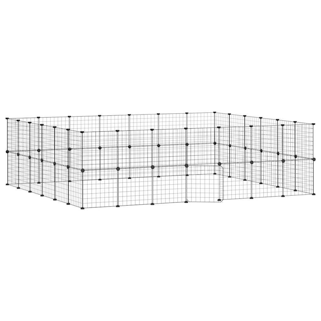 52-Panel Pet Cage with Door Black 35x35 cm Steel