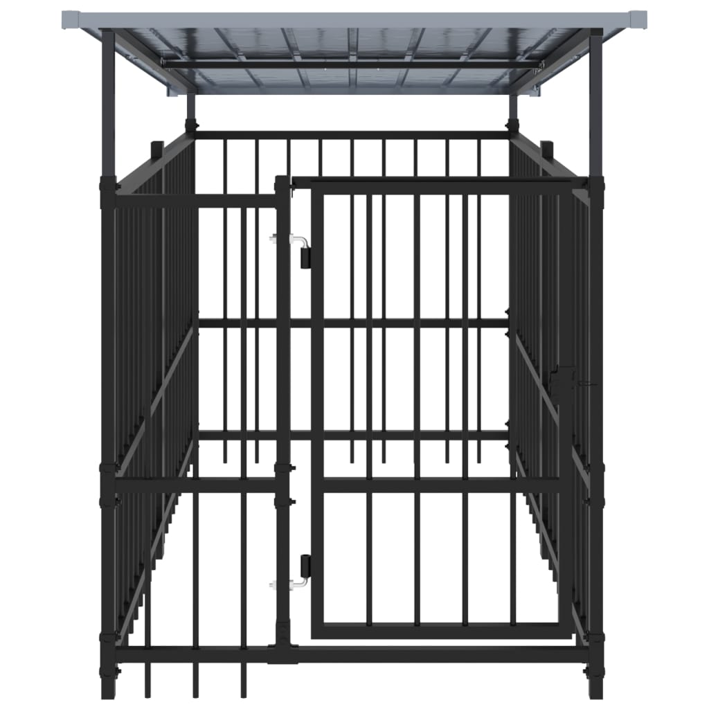 Outdoor Dog Kennel with Roof Steel 1.88 m²
