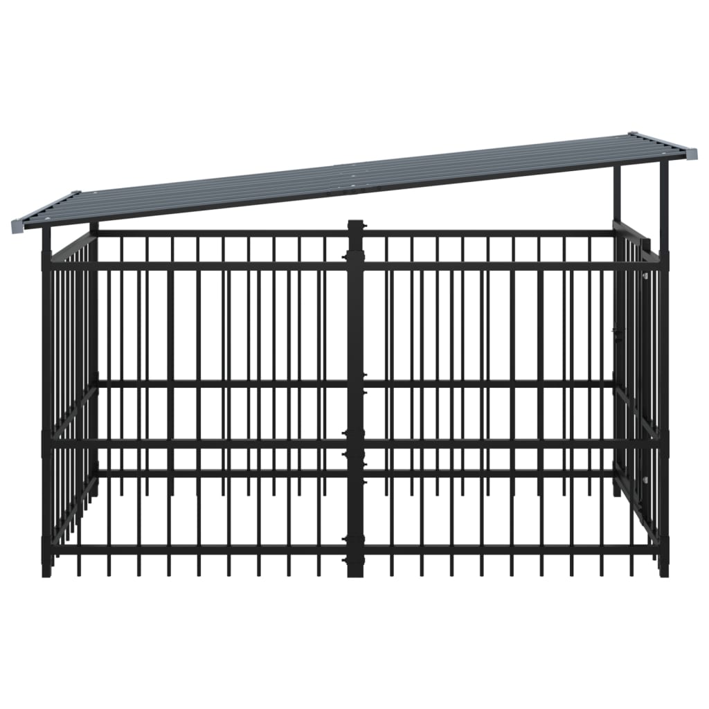 Outdoor Dog Kennel with Roof Steel 1.88 m²