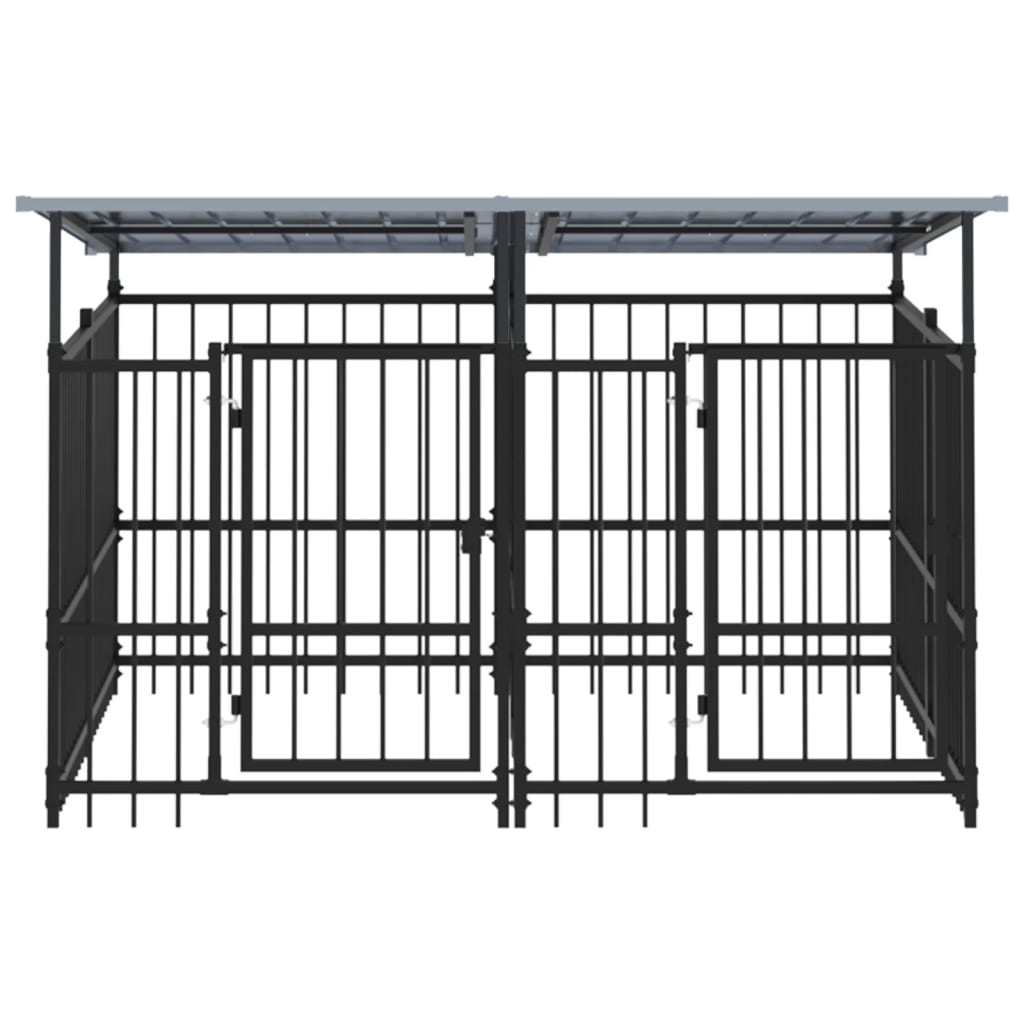 Outdoor Dog Kennel with Roof Steel 3.75 m²