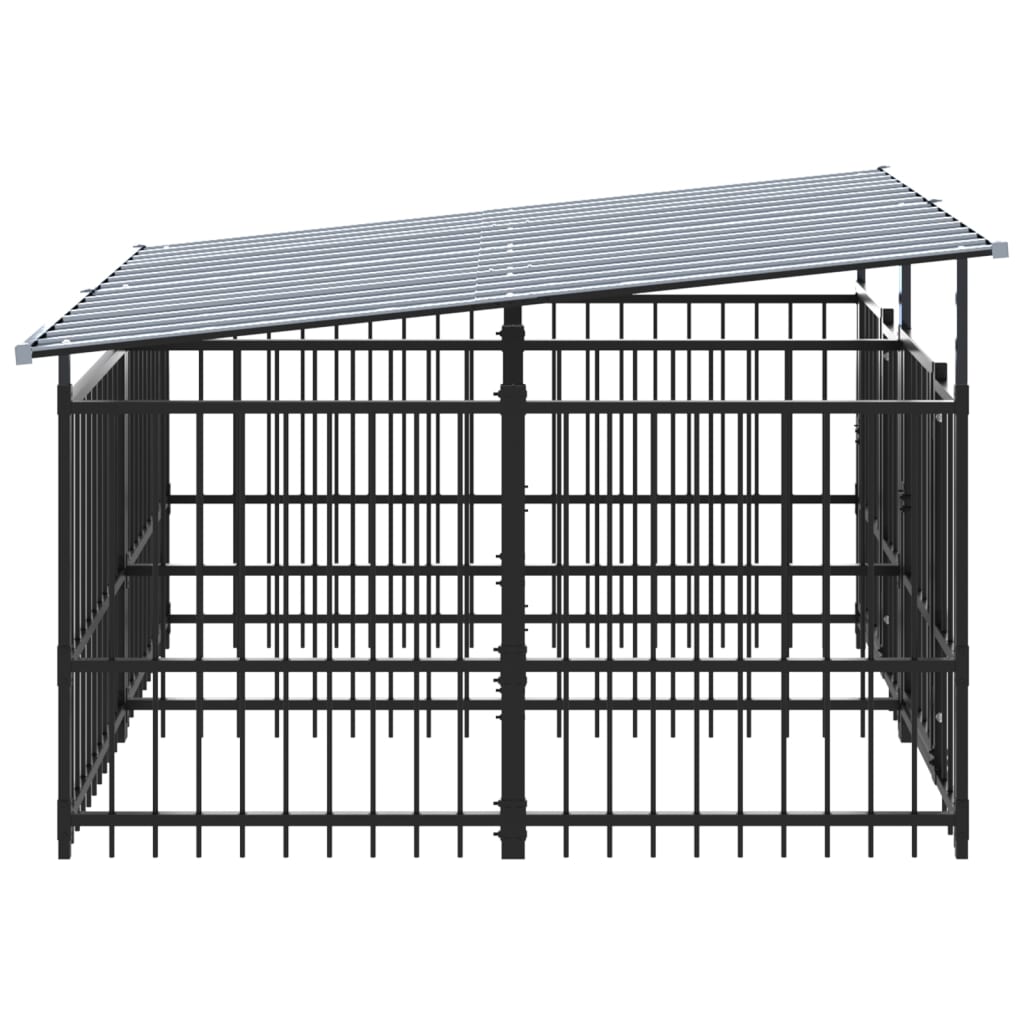 Outdoor Dog Kennel with Roof Steel 3.75 m²