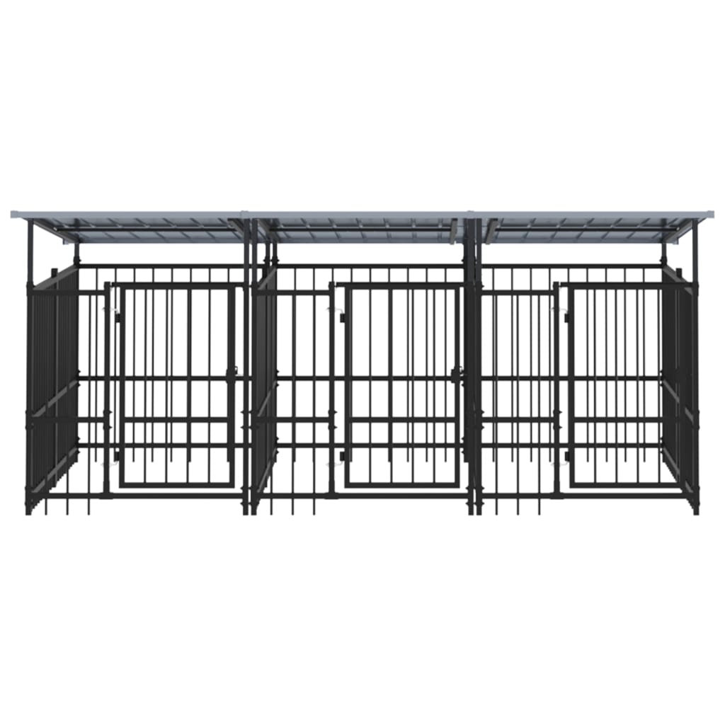 Outdoor Dog Kennel with Roof Steel 5.63 m²
