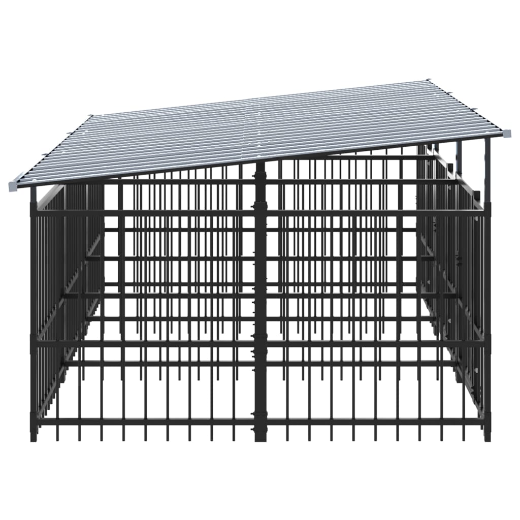 Outdoor Dog Kennel with Roof Steel 5.63 m²