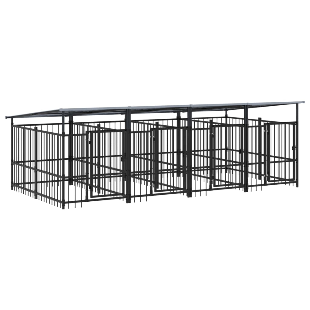 Outdoor Dog Kennel with Roof Steel 7.51 m²