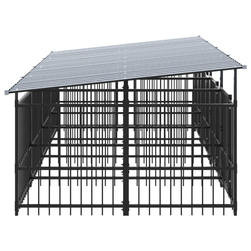 Outdoor Dog Kennel with Roof Steel 7.51 m²