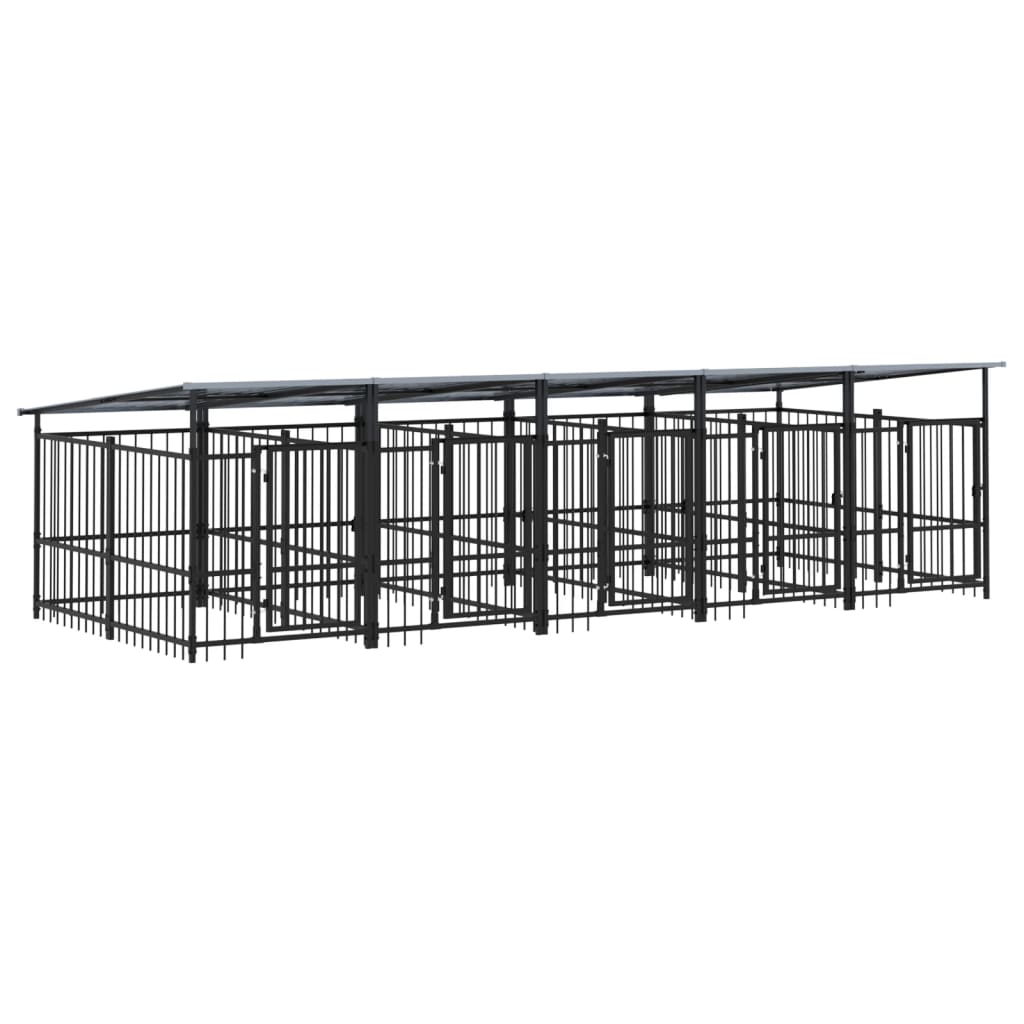 Outdoor Dog Kennel with Roof Steel 9.38 m²