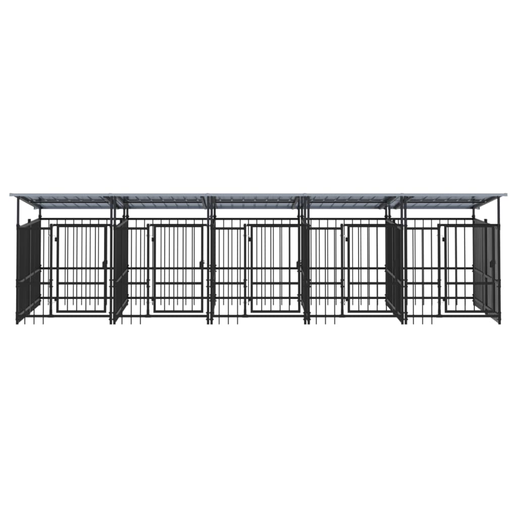 Outdoor Dog Kennel with Roof Steel 9.38 m²