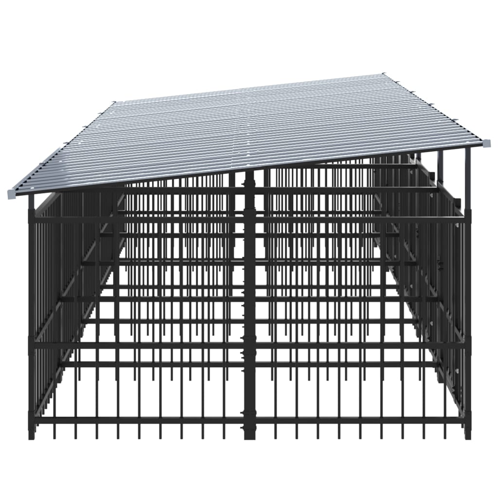 Outdoor Dog Kennel with Roof Steel 9.38 m²