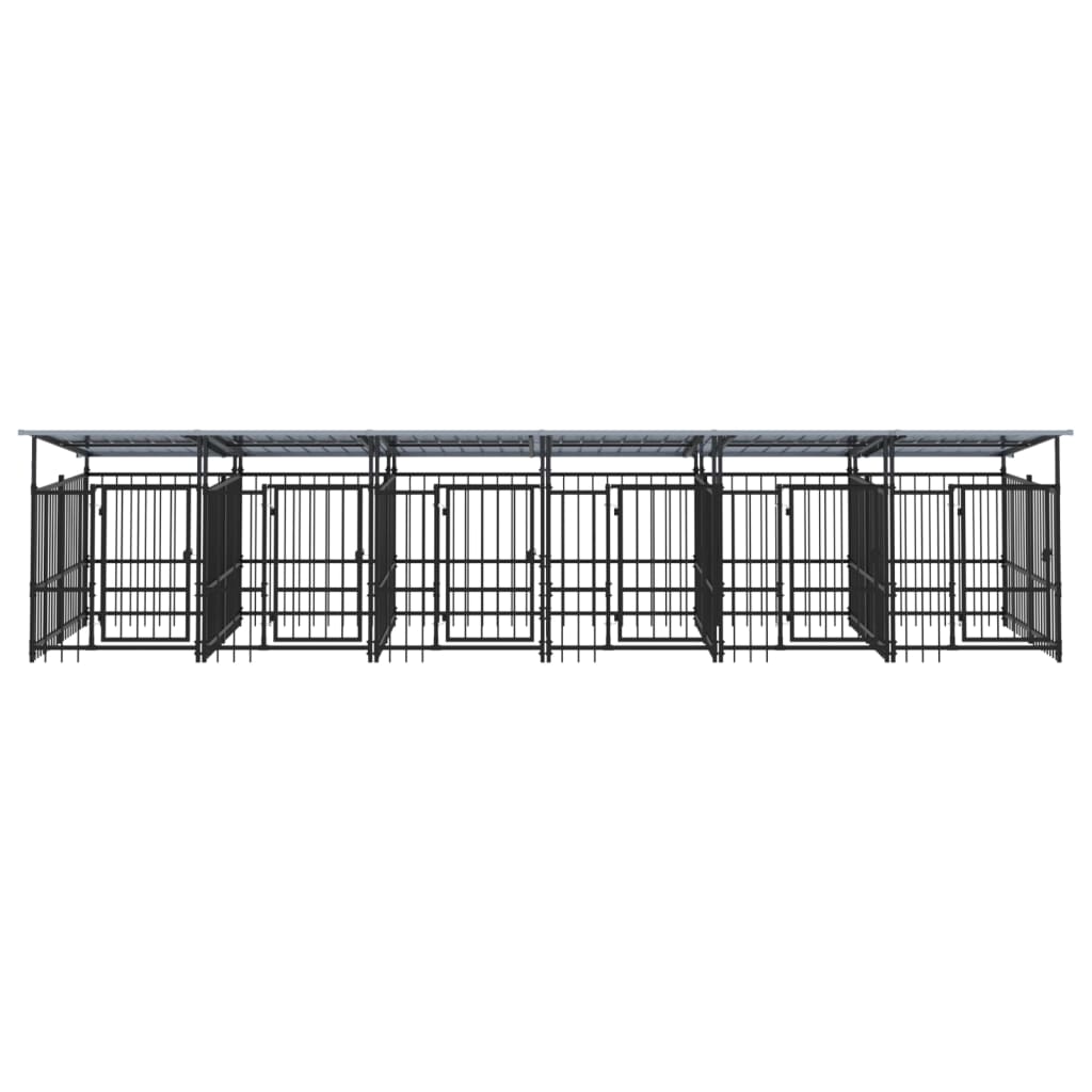 Outdoor Dog Kennel with Roof Steel 11.26 m²