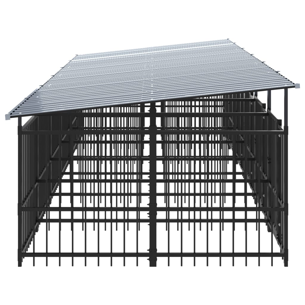 Outdoor Dog Kennel with Roof Steel 11.26 m²