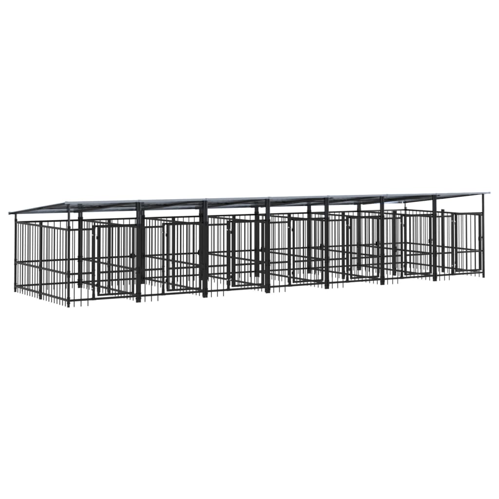 Outdoor Dog Kennel with Roof Steel 13.14 m²