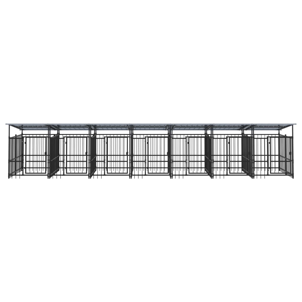 Outdoor Dog Kennel with Roof Steel 13.14 m²
