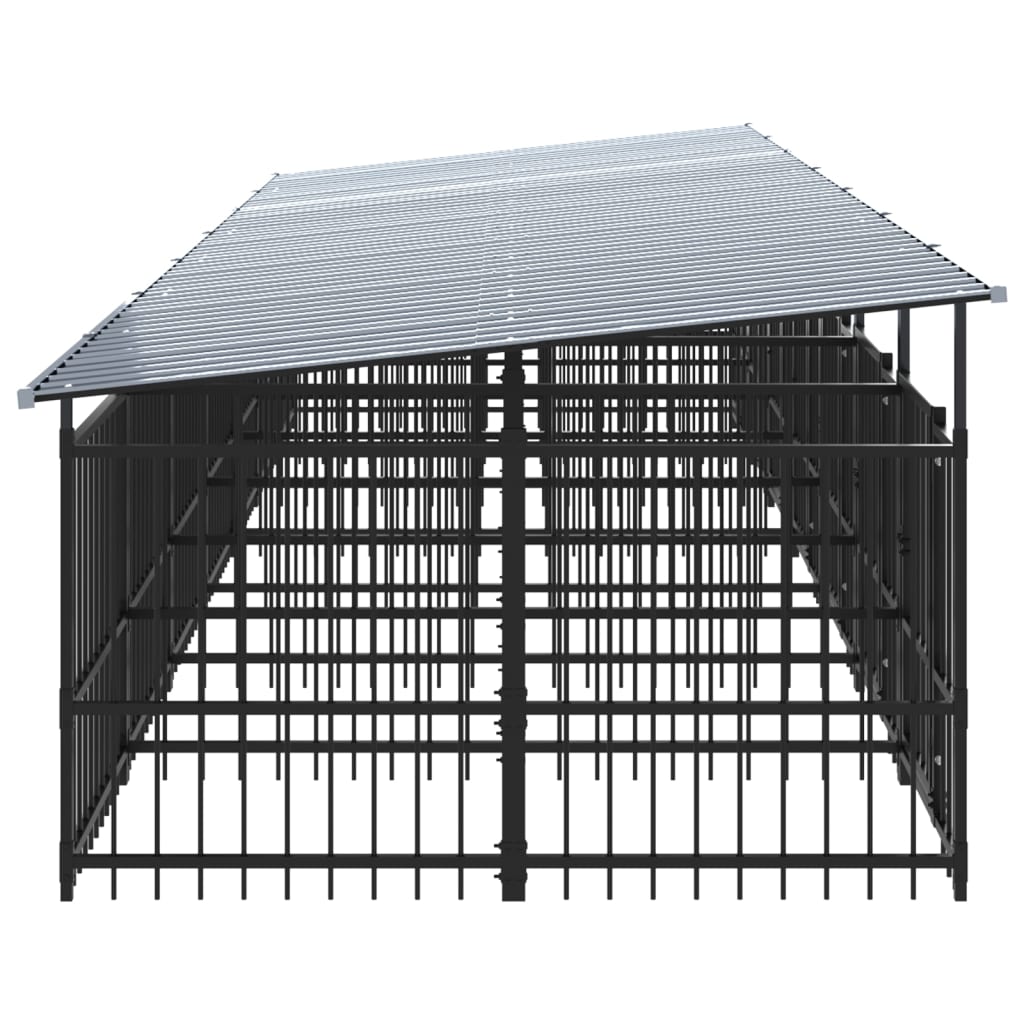 Outdoor Dog Kennel with Roof Steel 13.14 m²