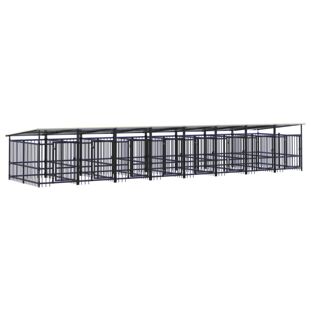 Outdoor Dog Kennel with Roof Steel 15.02 m²