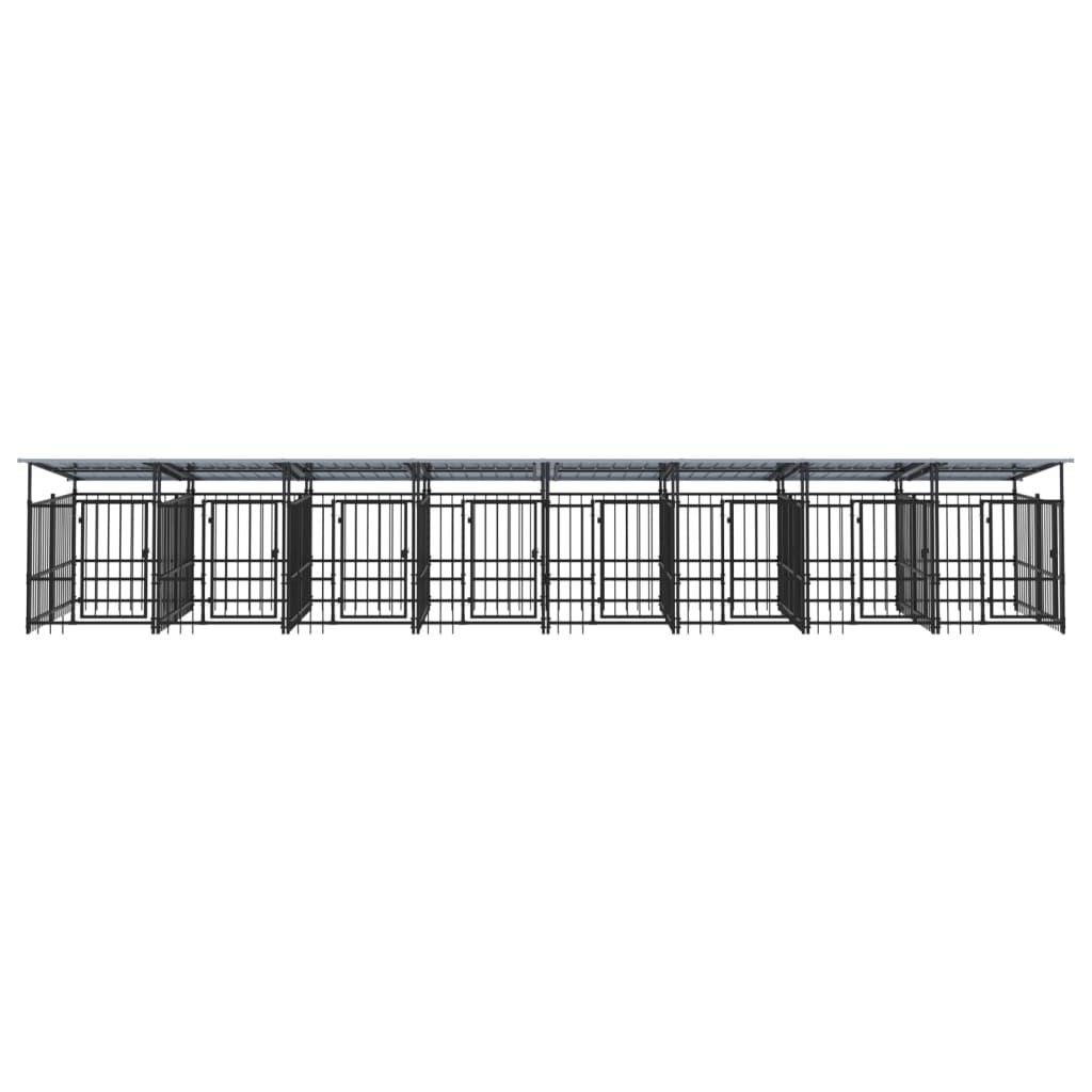 Outdoor Dog Kennel with Roof Steel 15.02 m²