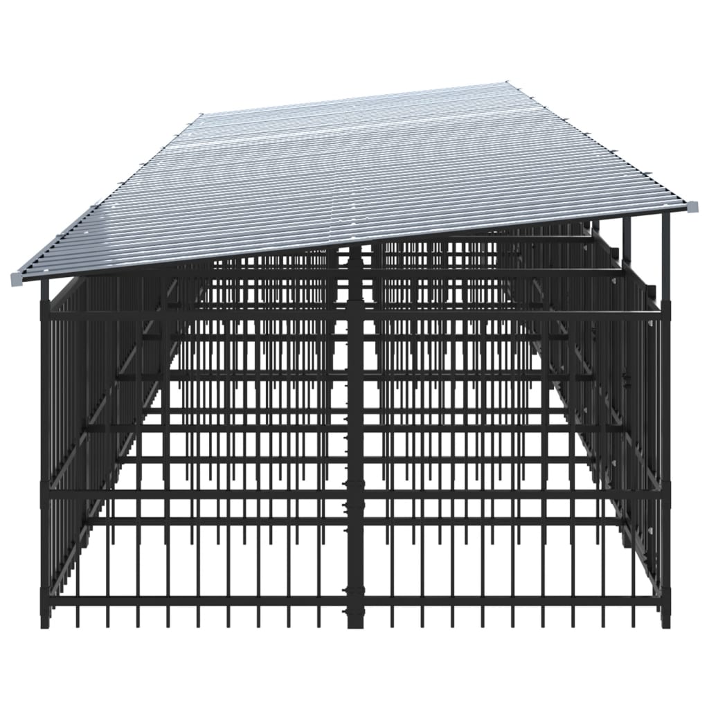 Outdoor Dog Kennel with Roof Steel 15.02 m²