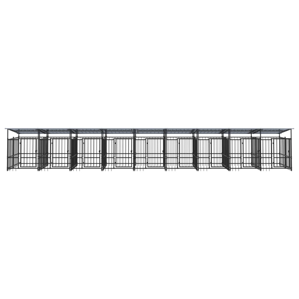 Outdoor Dog Kennel with Roof Steel 16.89 m²