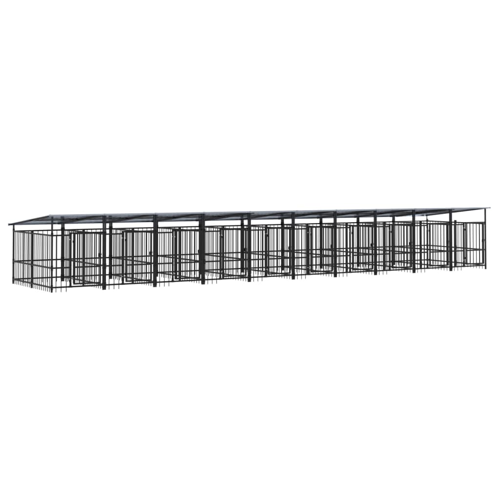 Outdoor Dog Kennel with Roof Steel 18.77 m²