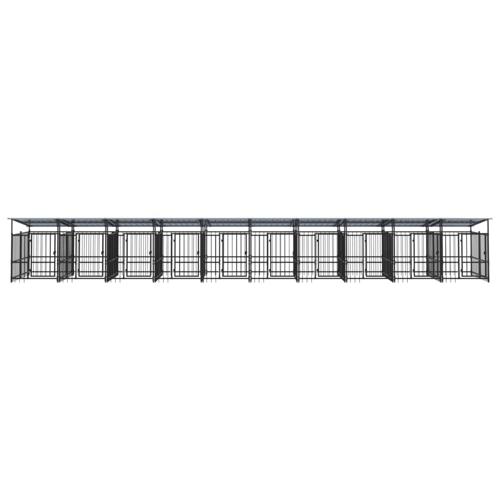 Outdoor Dog Kennel with Roof Steel 18.77 m²