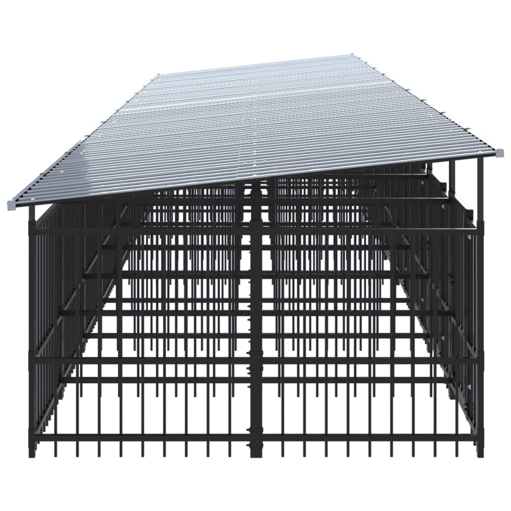 Outdoor Dog Kennel with Roof Steel 18.77 m²