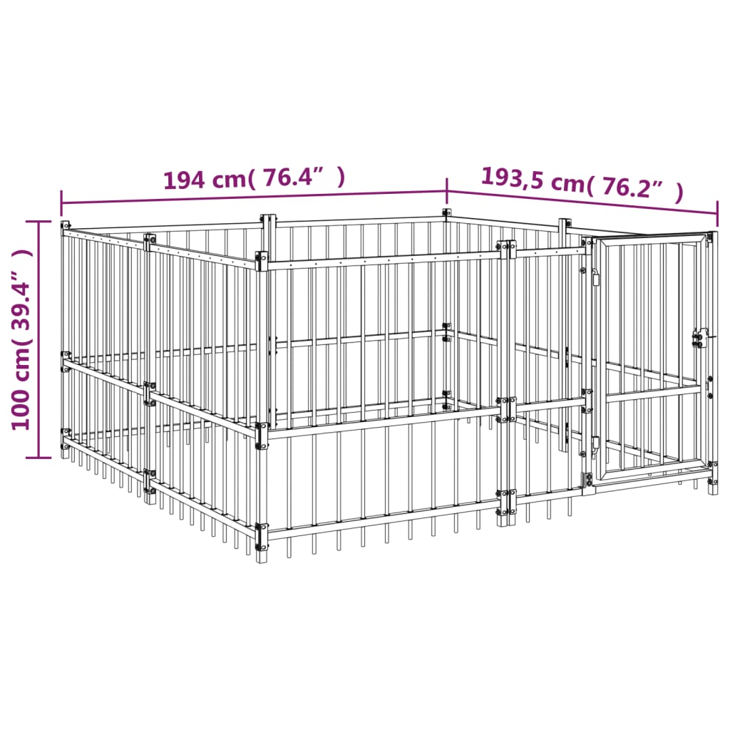 Outdoor Dog Kennel Steel 3.75 m²