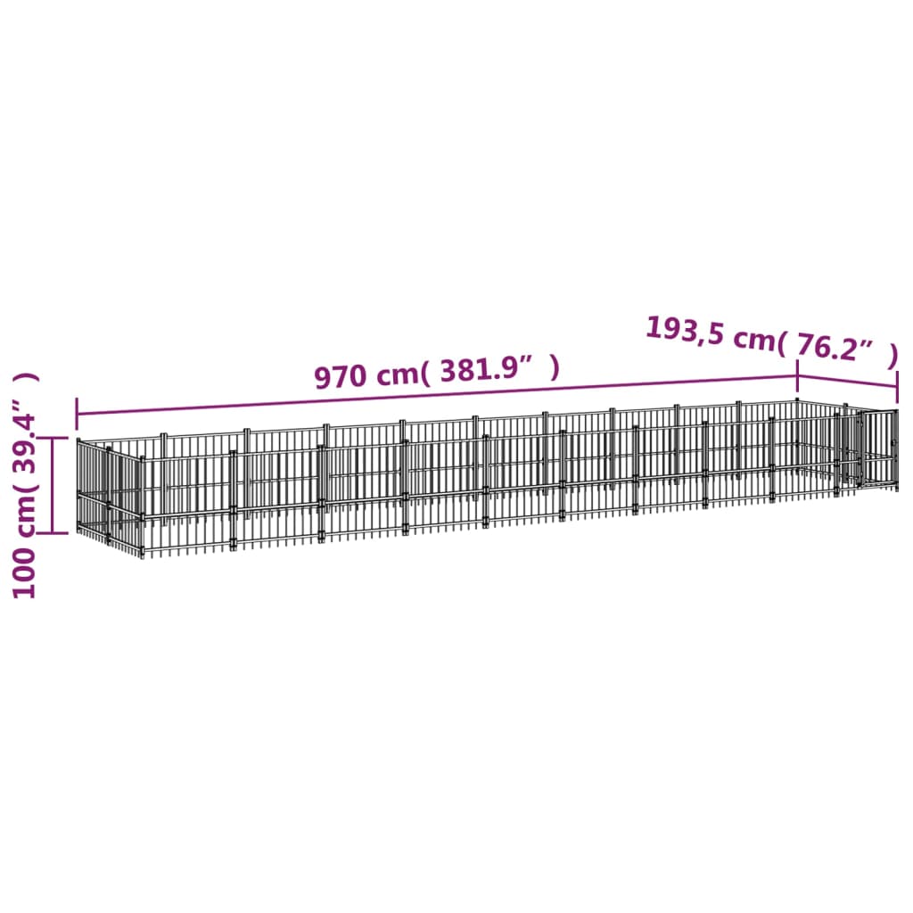 Outdoor Dog Kennel Steel 18.77 m²